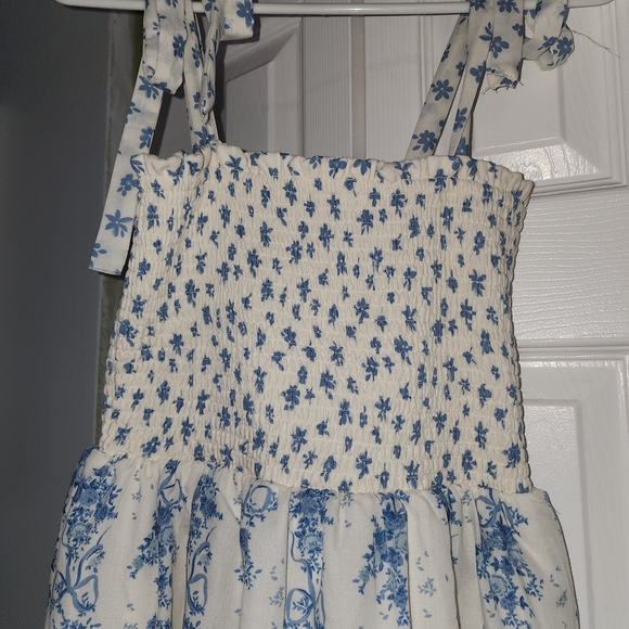 Crystal Doll White and Blue Floral Tiered Sundress Easter Spring Summer - Picture 2 of 7